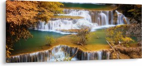 Obraz - Vodopády Huay Mae Khamin, Thajsko (120x50 cm)