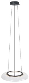 Dizajnové závesné svietidlo čierne a priehľadné s 3-stupňovým stmievaním - Scacrylic