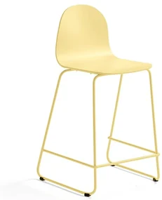 Barová stolička GANDER, s klzákmi, výška sedu 630 mm, lakovaná, horčicová