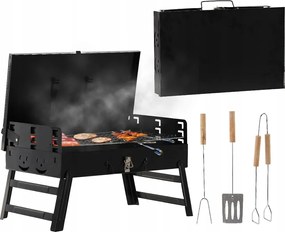 CH Skladací prenosný gril na drevené uhlie s príslušenstvom