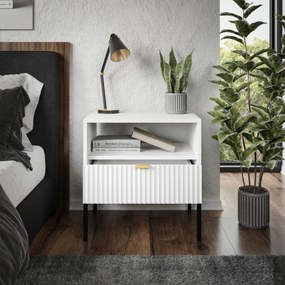 NOČNÝ STOLÍK VIGGO BIELY + ČIERNY PODSTAVEC