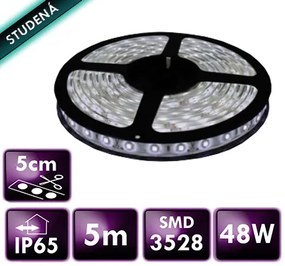 ECOLIGHT LED pásik - SMD 2835 - 5m - 120LED/m - 9,6W/m - IP65 - studená biela