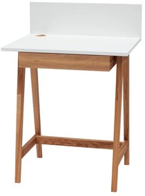 Biely písací stôl s podnožím z jaseňového dreva Ragaba Luka Oak, dĺžka 65 cm