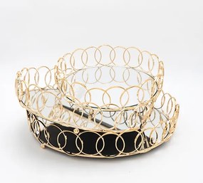 SADA 3x Dekoračný podnos pr. 27/33/37 cm zlatá