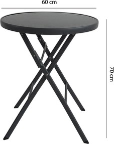 ModernHOME Záhradný stolík skladací 60 cm čierny, SC-091