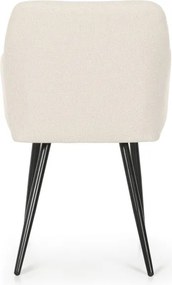 Sada šiestich jedálenských stoličiek LUXANO Lumos zamatové, krémové / čierne nohy (6 ks)
