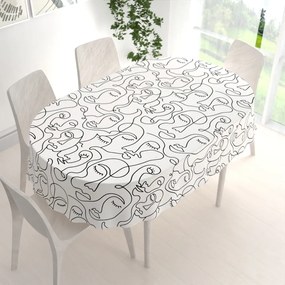 Biante Bavlnený oválny obrus Sandra SA-570 Abstraktné tváre na bielom 140x220 cm