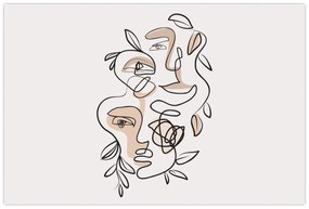 Obraz - Line art tváre (90x60 cm)