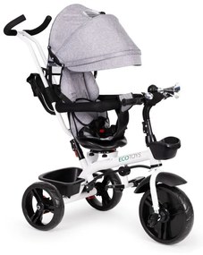 Sivá otočná trojkolka so strieškou Ecotoys