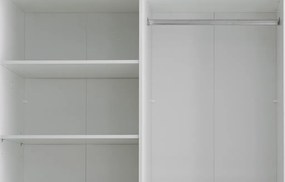 Šatníková skriňa so zrkadlom Carano, 215 cm, biela