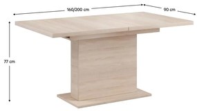 Tempo Kondela Jedálenský rozkladací stôl, dub sonoma, 160-200x90 cm, BOBA