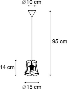 Retro závesné svietidlo čierne 15 cm - Granny Frame
