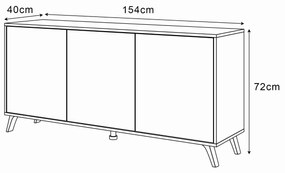 KOMODA ALWIN BIELA DUB ARTISAN BEZUCHYTKOVÁ 153 cm