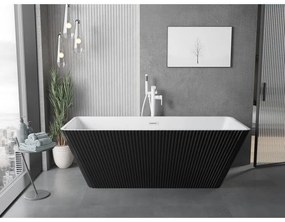 Mexen Tava, voľne stojaca ryhovaná vaňa 170 x 75 cm, biela-čierna, biely prepad, 52851707575-20