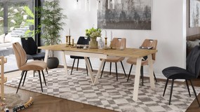 AVERY Dub Artisan/spodok béžový - LOFTOVÝ / PRIEMYSELNÝ STÔL DO OBÝVAČKY/ JEDÁLNE ROZKLADACÍ DO 290 cm!