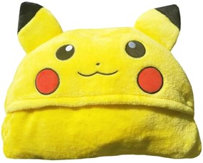 Coral fleece deka s kapucňou Pokémon Pikachu - 120 x 150 cm