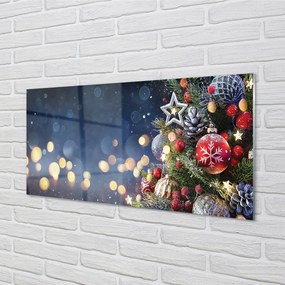 Obraz na akrylátovom skle Vianočný strom dekorácie sneh 140x70 cm