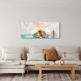 Obraz - Maledivy, drevené mólo (120x50 cm)