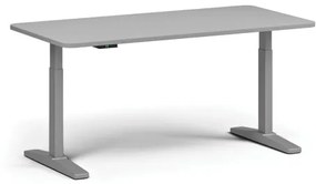 Výškovo nastaviteľný stôl, elektrický, 675-1325 mm, zaoblené rohy, doska 1600x800 mm, sivá podnož, sivá