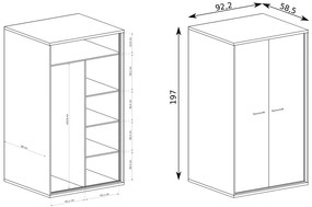 Šatníková skriňa Milley 01 (hikora). Vlastná spoľahlivá doprava až k Vám domov. 1057873