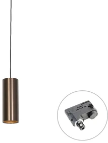 Dizajnové závesné svietidlo tmavý bronz vrátane adaptéru na lištu 3-fázové - 3-fázové Tubo