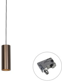 Dizajnové závesné svietidlo tmavý bronz vrátane adaptéru na lištu 3-fázové - 3-fázové Tubo
