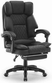 Ergonomická kancelárska stolička HC-1031 z ekokože s podnožkou - čierna