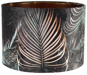 Tmavé zamatovej tienidlo Brisa s motívom palmových listov - Ø 34 * 24 cm