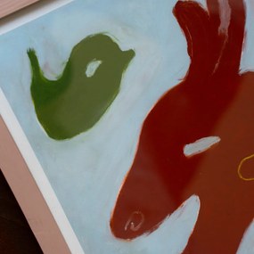 Moikka Plagát Red Animal and Little Bird by Ojuna Njama Petersen 30x40