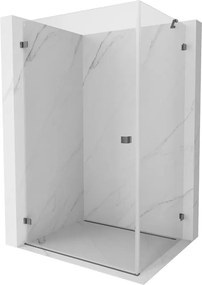 Mexen Lunar-B, výklopný sprchový kút ľavý 90 x 80 cm, 8mm číre sklo, grafitový profil, 832-090-080-95-00-L