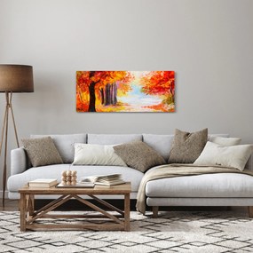 Obraz - Olejomaľba, farebná jeseň (120x50 cm)