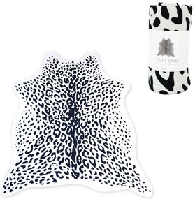 Osuška LEOPARD, čiernobiela 146 x 150 cm, 100% polyester