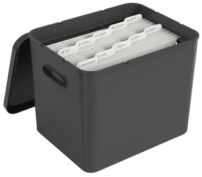 Rotho Úložný box na dokumenty na archiváciu + 10 závesných zakladačov, myPAPER BOX – čierny