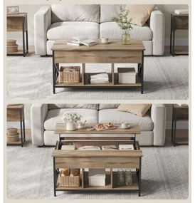 Konferenčný stolík NYRO s výsuvno-zdvíhacou doskou, hnedý/čierny