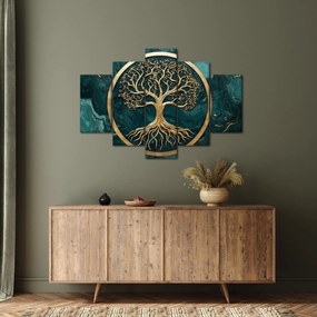 Obraz – Zlatý strom života v mramore (150x105 cm)