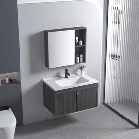 Rea Astor, súprava kúpeľňového nábytku s umývadlom 60cm, šedá matná, REA-M0004