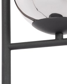 Art Deco stolná lampa čierna a dymové sklo - Flore