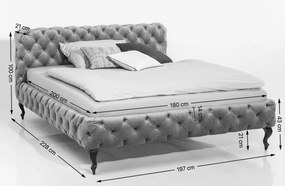Prešívaná čalúnená posteľ DESIRE 180x200 cm farba ecru, polyesterový zamat v prevedení glamour