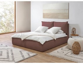 Ružová čalúnená dvojlôžková posteľ s úložným priestorom a roštom 180x200 cm Garancia – Bobochic Paris