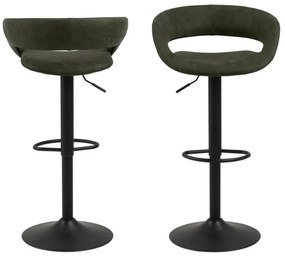 Dizajnová barová stolička Natania, olivovo zelená a čierna