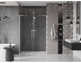 Mexen Velar L Duo, posuvné sprchové dvere do otvoru 160 cm, 8mm číre sklo, brúsená oceľ, 871-160-003-02-97