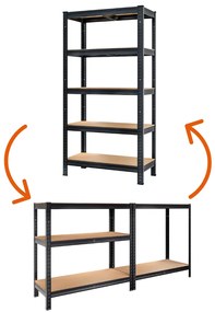 Monzana Regál s vysokou nosnosťou HEAVY, max. 875kg, 90x40x180cm, čierna