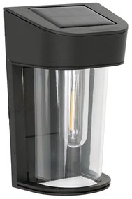 Exteriérové solárne nástenné svietidlo Eno, 1x transparentné/čierne plastové tienildlo