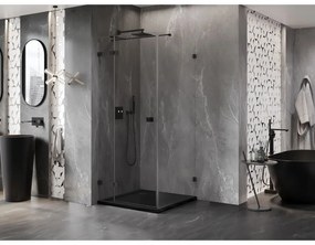 Mexen Lunar T, sklápací sprchový kút ľavý 120 x 120 cm, 8mm číre sklo, čierny profil, 834T-120-120-70-00-L