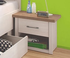 Nočný stolík Luca, dub/bielená pínia