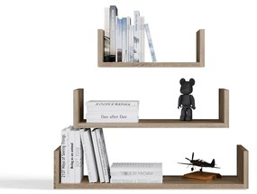 Súprava dubových nástenných políc MOBI hnedá