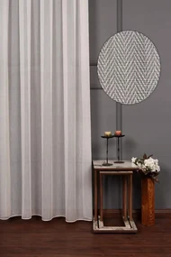 Dekorstudio Biela záclona CIK-CAK s olovkom - vlastný rozmer Uchytenie závesu: Dekoračné krúžky hnedé, Šírka záclony: 250cm