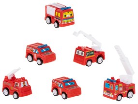 KIK Sada autá hasiči 6ks, červená, KX7290