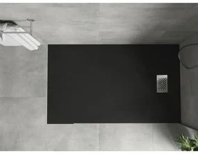 Mexen Hugo, obdĺžniková sprchová vanička SMC 150 x 80 cm, čierna, oceľová krytka, 42708015-X