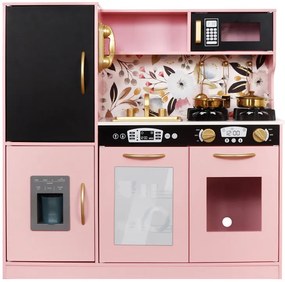 Jokomisiada Veľká drevená kuchynka pre deti, retro chladnička, rúra na pečenie, výrobník ľadu ZA5268
